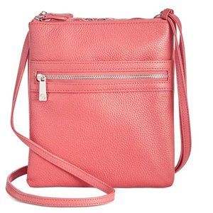 GIANI Bernini Triple-Zip Pebble Leather Dasher Crossbody.